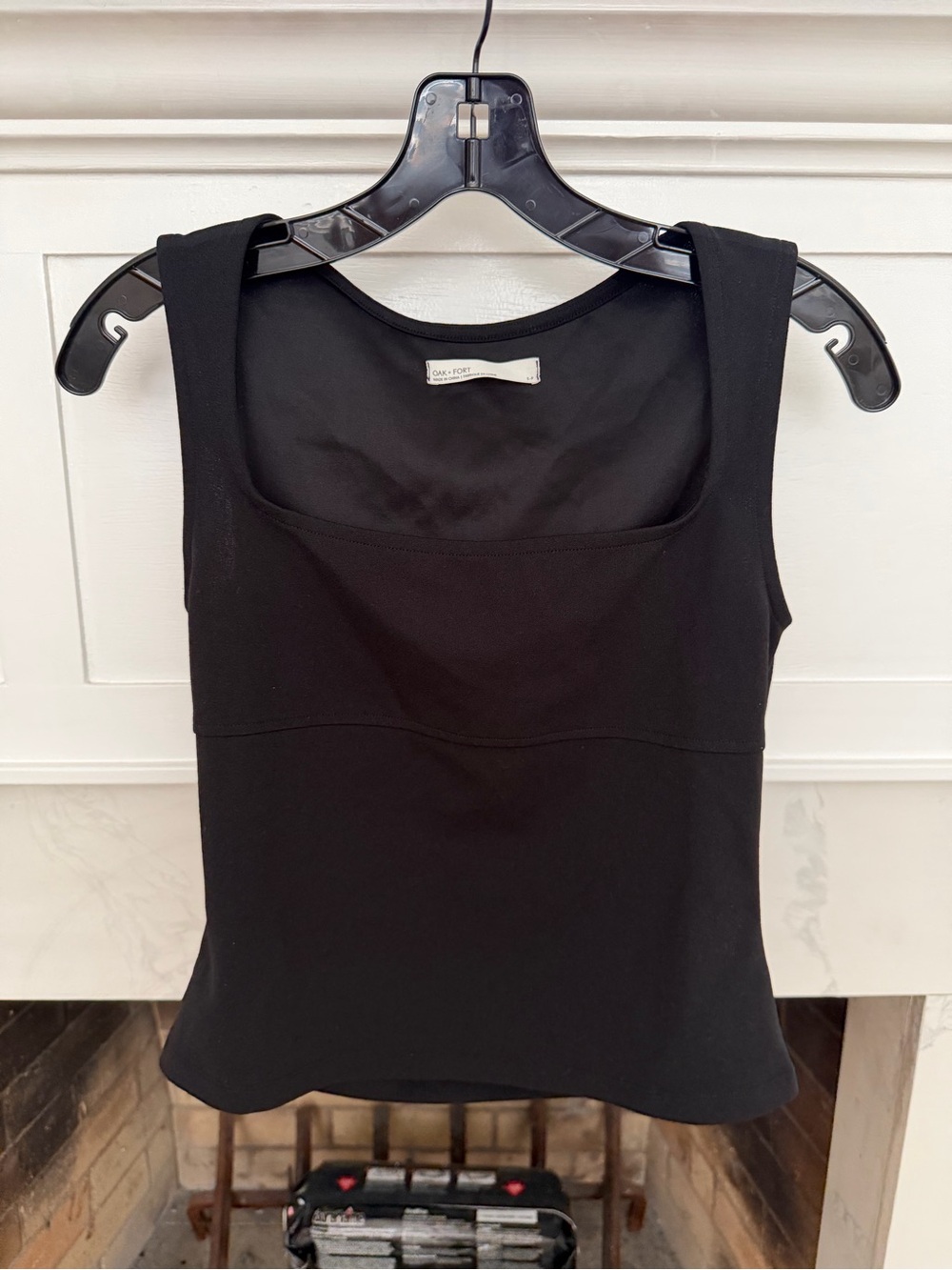 OAK + FORT Black Square-Neck Tank